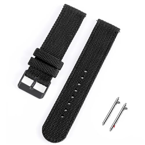 BOLEXA nato strap Universelles Nylon-Armband, geflochtenes Segeltuch, Schnellverschluss-Armband, Sportarmband, 18, 20, 22 mm, Studentengurte Nylon Uhrenarmbänder (Color : Black-black, Size : 18mm) von BOLEXA