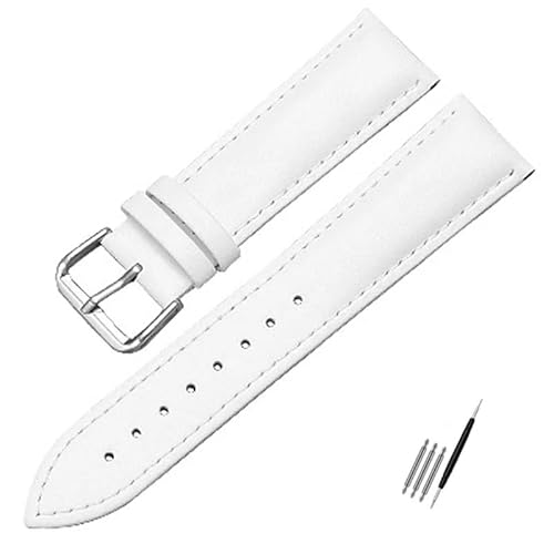 BOLEXA uhr Lederarmband 12/13/14/15/16/17/18/19/20/22/23/24 mm Echtleder-Uhrenarmband for Smartwatch-Band, Ersatz-Armband for Herren und Damen (Color : White-A, Size : 12mm) von BOLEXA