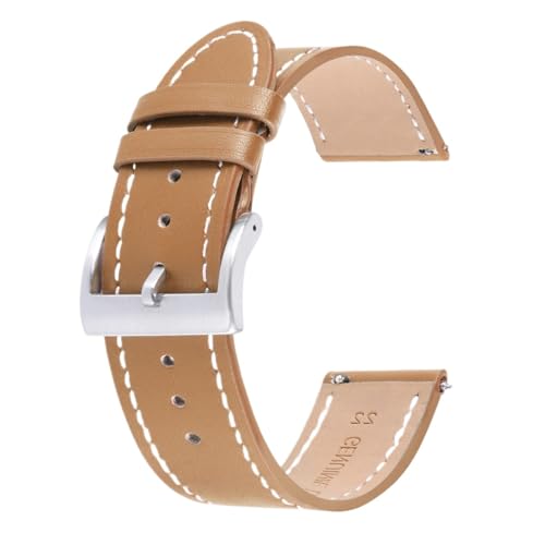BOLEXA uhr Lederarmband 18mm 20mm 22mm 24mm Echtes Leder Armband Männer Frauen Quick Release Ersatz Armband Universal (Color : Braun, Size : 22mm) von BOLEXA