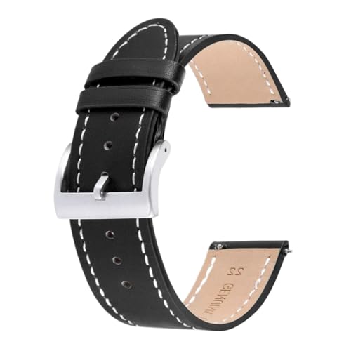 BOLEXA uhr Lederarmband 18mm 20mm 22mm 24mm Echtes Leder Armband Männer Frauen Quick Release Ersatz Armband Universal (Color : Schwarz, Size : 18mm) von BOLEXA