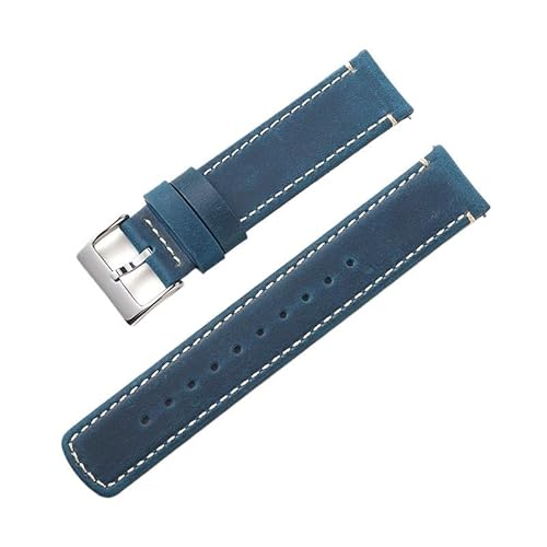 BOLEXA uhr Lederarmband 18mm 20mm 22mm Matte Leder Uhr Band for Männer Frauen Handgelenk Band Sport Quick Release Armband Band metall Uhr Schnalle (Color : Blau, Size : 18mm) von BOLEXA