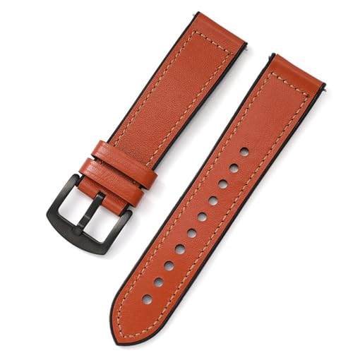 BOLEXA uhr Lederarmband Doppelseitige Oberschicht-Leder-Uhrenarmbänder, Tarnfarbe, Herren- und Damen-Uhrenarmband, 20–22 mm (Color : Braun, Size : 22mm) von BOLEXA