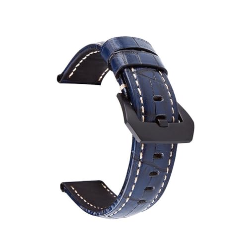 BOLEXA uhr Lederarmband Echtleder-Armbänder, 20 mm, 22 mm, 24 mm, 26 mm, klassisches Retro-Armband, Uhrenarmband-Zubehör (Color : Dark Blue, Size : 20mm) von BOLEXA