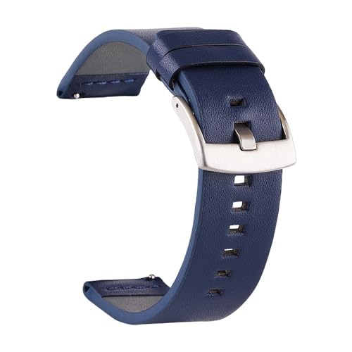 BOLEXA uhr Lederarmband Echtleder-Uhrenarmbänder 18 20 22 24 mm Uhr 46 mm 44 mm 42 mm 40 mm Uhrenarmband-Zubehör (Color : Silver buckle blue, Size : 22mm) von BOLEXA