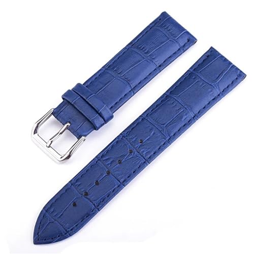 BOLEXA uhr Lederarmband Uhrenarmband Gürtel Damenuhrenarmbänder Echtes Lederarmband Uhrenarmband 10-24mm Ersatz Universal Herren Damen Mehrfarbige Uhrenarmbänder (Color : Blau, Size : 16mm) von BOLEXA
