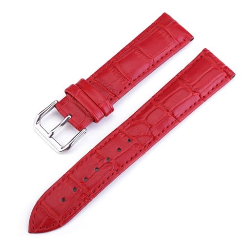 BOLEXA uhr Lederarmband Uhrenarmband Gürtel Damenuhrenarmbänder Echtes Lederarmband Uhrenarmband 10-24mm Ersatz Universal Herren Damen Mehrfarbige Uhrenarmbänder (Color : Rot, Size : 13mm) von BOLEXA