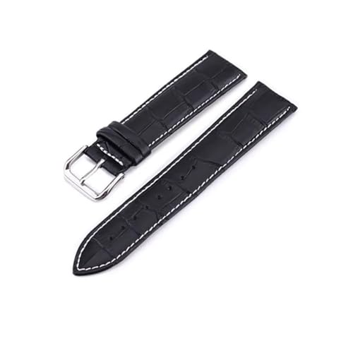 BOLEXA uhr Lederarmband Uhrenarmband aus echtem Leder, 10–24 mm, Uhrenzubehör, hochwertige braune Farben, Uhrenarmbänder, Uhrenzubehör (Color : Black white line, Size : 12mm) von BOLEXA