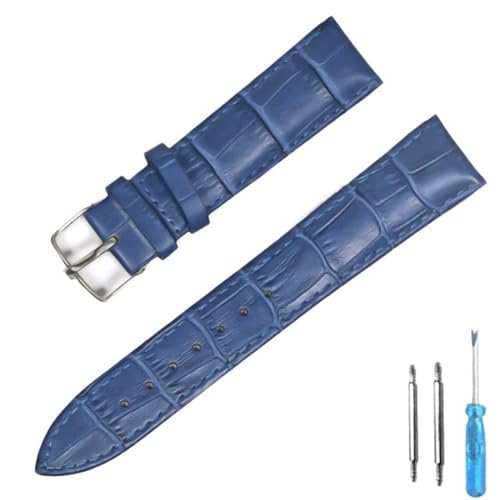 BOLEXA uhr Lederarmband Uhrenarmband aus echtem Leder, Uhrenarmbänder, 12 mm, 18 mm, 20 mm, 22 mm, Uhrenzubehör, Ersatz-Uhrenarmband (Color : Blue Silve, Size : 16mm) von BOLEXA