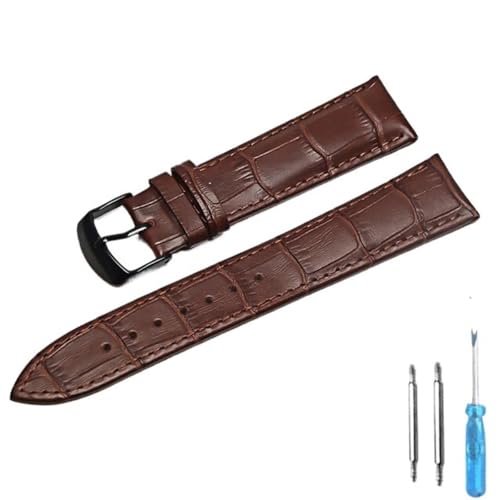 BOLEXA uhr Lederarmband Uhrenarmband aus echtem Leder, Uhrenarmbänder, 12 mm, 18 mm, 20 mm, 22 mm, Uhrenzubehör, Ersatz-Uhrenarmband (Color : Brown Black, Size : 22mm) von BOLEXA