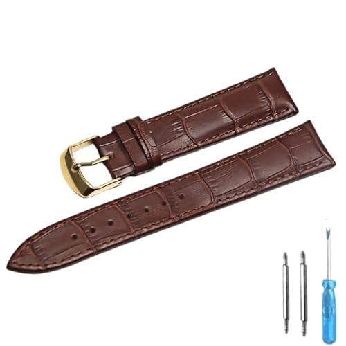 BOLEXA uhr Lederarmband Uhrenarmband aus echtem Leder, Uhrenarmbänder, 12 mm, 18 mm, 20 mm, 22 mm, Uhrenzubehör, Ersatz-Uhrenarmband (Color : Brown Gold, Size : 22mm) von BOLEXA