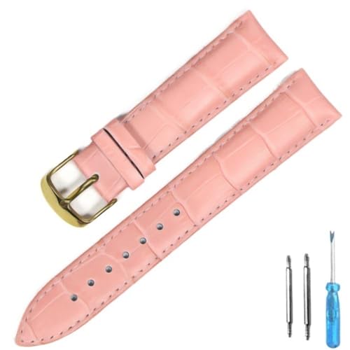 BOLEXA uhr Lederarmband Uhrenarmband aus echtem Leder, Uhrenarmbänder, 12 mm, 18 mm, 20 mm, 22 mm, Uhrenzubehör, Ersatz-Uhrenarmband (Color : Pink Gold, Size : 14mm) von BOLEXA