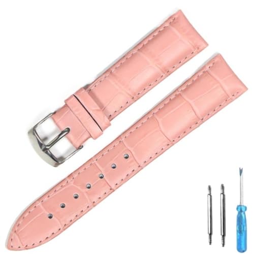 BOLEXA uhr Lederarmband Uhrenarmband aus echtem Leder, Uhrenarmbänder, 12 mm, 18 mm, 20 mm, 22 mm, Uhrenzubehör, Ersatz-Uhrenarmband (Color : Pink Silve, Size : 24mm) von BOLEXA