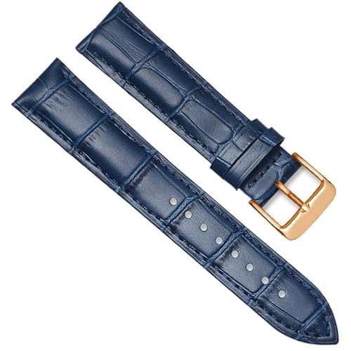 BOLEXA uhr Lederarmband Universal Ersatz Leder Armband Leder Armband for Männer Frauen 12mm 14mm 16mm 18mm 20mm 22mm 24mm Uhr Band (Color : BlueC, Size : 24mm) von BOLEXA