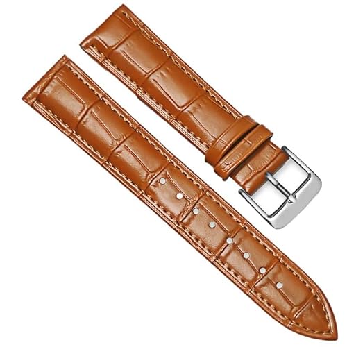 BOLEXA uhr Lederarmband Universal Ersatz Leder Armband Leder Armband for Männer Frauen 12mm 14mm 16mm 18mm 20mm 22mm 24mm Uhr Band (Color : Light brown, Size : 24mm) von BOLEXA