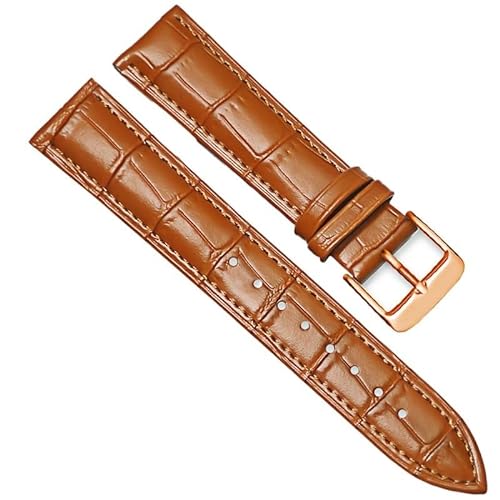 BOLEXA uhr Lederarmband Universal Ersatz Leder Armband Leder Armband for Männer Frauen 12mm 14mm 16mm 18mm 20mm 22mm 24mm Uhr Band (Color : Light brownC, Size : 24mm) von BOLEXA