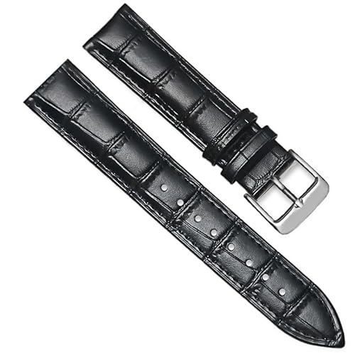 BOLEXA uhr Lederarmband Universal Ersatz Leder Armband Leder Armband for Männer Frauen 12mm 14mm 16mm 18mm 20mm 22mm 24mm Uhr Band (Color : Schwarz, Size : 22mm) von BOLEXA