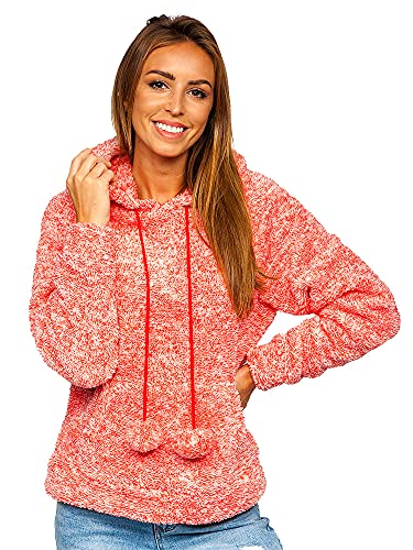 BOLF Damen Fleece Sweatshirt Pullover Vlies Sweater Teddy Hoodies Pulli Reißverschluss Langarmshirt Longsleeve Freizeit Sport Fitness Outdoor Basic Casual Style HH034 Rot S [A1A] von BOLF