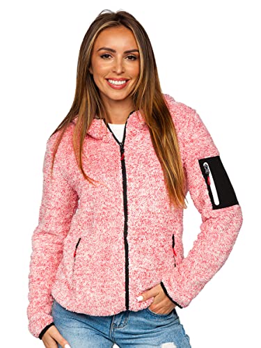 BOLF Damen Fleece Sweatshirt Pullover Vlies Sweater Teddy Hoodies Pulli Reißverschluss Langarmshirt Longsleeve Freizeit Sport Fitness Outdoor Basic Casual Style KSW7002 Rosa S [A1A] von BOLF