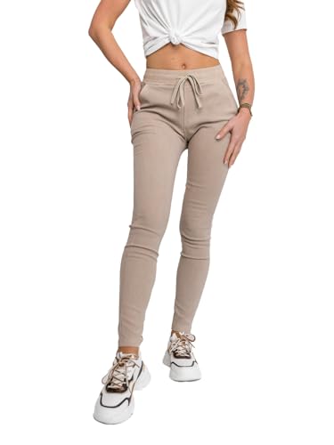 BOLF Damen Jeans Leggings Jogginghose Denim Traininghose Sporthose Fitness Freizeithose Slim Fit Sport Yoga Gym High Waist Fitness S108 Beige M [F6F] von BOLF