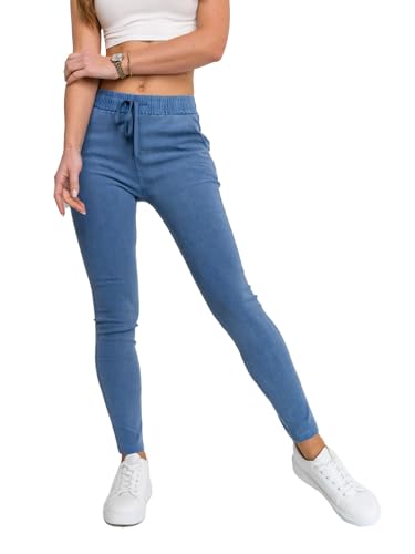 BOLF Damen Jeans Leggings Jogginghose Denim Traininghose Sporthose Fitness Freizeithose Slim Fit Sport Yoga Gym High Waist Fitness S108 Blau M [F6F] von BOLF