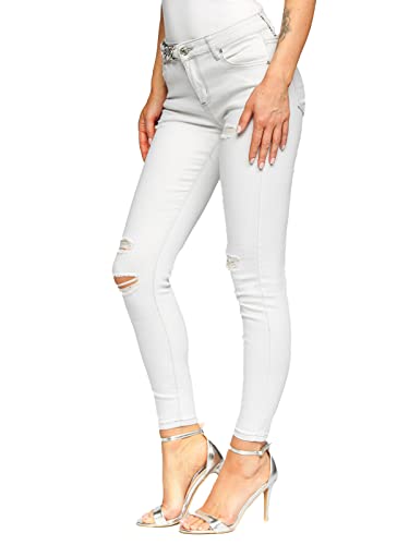 BOLF Damen Jeanshose Jeans Used Look Mom Jeanspants Boyfriend Cut Destroyed Denim Style Regular Fit Freizeit Casual Style FL2161 Hellblau M [F6F] von BOLF