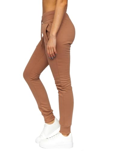 BOLF Damen Jogginghose Basic Sporthose Baumwolle Sweatpants Jogger Frauen Trainingshose Sweathose Jogging Freizeithose Laufhosen High Waist Fitness Yoga Slim Fit CK-01 Beige M [F6F] von BOLF