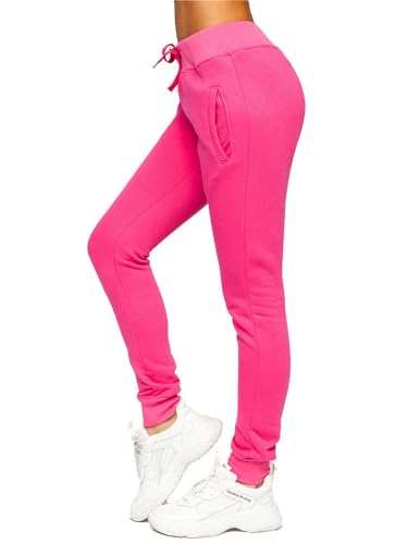 BOLF Damen Jogginghose Basic Sporthose Baumwolle Sweatpants Jogger Frauen Trainingshose Sweathose Jogging Freizeithose Laufhosen High Waist Fitness Yoga Slim Fit CK-01B Rosa M [F6F] von BOLF