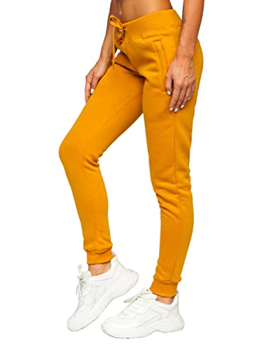 BOLF Damen Jogginghose Sporthose Freizeithose Trainingshose Sweathose Yogahose Sweatpants Baumwolle Hose Fitness Workout Basic Elastic J.Style CK-01 Camel M [F6F] von BOLF