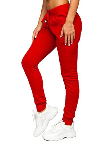 BOLF Damen Jogginghose Sporthose Freizeithose Trainingshose Sweathose Yogahose Sweatpants Baumwolle Hose Fitness Workout Basic Elastic J.Style CK-01 Weinrot M [F6F] von BOLF