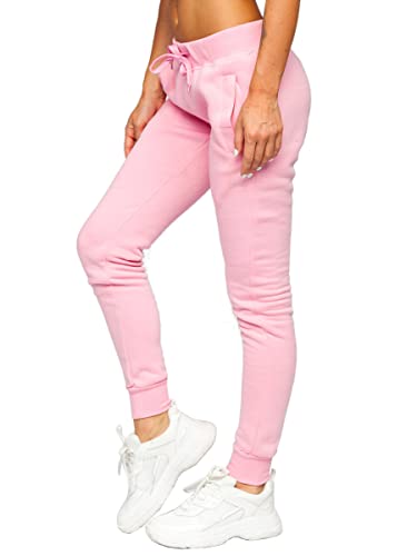 BOLF Damen Jogginghose Sporthose Freizeithose Trainingshose Sweathose Yogahose Sweatpants Baumwolle Hose Fitness Workout Basic Elastic J.Style CK-01 Hellrosa M [F6F] von BOLF