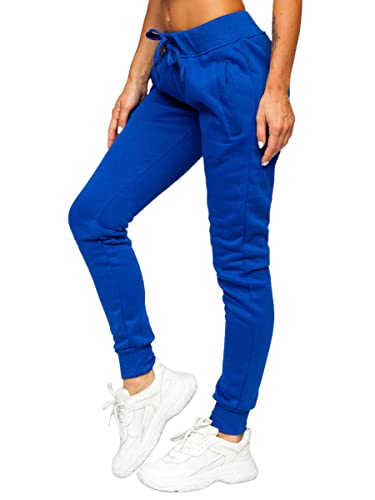 BOLF Damen Jogginghose Sporthose Freizeithose Trainingshose Sweathose Yogahose Sweatpants Baumwolle Hose Fitness Workout Basic Elastic J.Style CK-01 Kobaltblau L [F6F] von BOLF