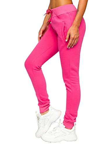 BOLF Damen Jogginghose Sporthose Freizeithose Trainingshose Sweathose Yogahose Sweatpants Baumwolle Hose Fitness Workout Basic Elastic J.Style CK-01 Rosa S [F6F] von BOLF