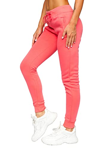 BOLF Damen Jogginghose Sporthose Freizeithose Trainingshose Sweathose Yogahose Sweatpants Lang Baumwolle Hose Fitness Workout Basic Slim fit Casual Style CK-01-19 Hellrosa M [F6F] von BOLF