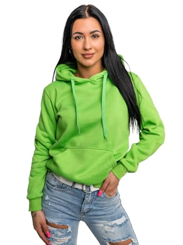 BOLF Damen Kapuzenpullover Hoodie Sweatshirt mit Kapuze Pullover Pulli Langarmshirt Basic Sweatjacke Freizeit Sport Fitness Outdoor Casual Style W02A1 Grün M [A1A] von BOLF