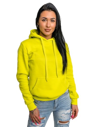 BOLF Damen Kapuzenpullover Hoodie Sweatshirt mit Kapuze Pullover Pulli Langarmshirt Basic Sweatjacke Freizeit Sport Fitness Outdoor Casual Style W02A1 Limettengrün M [A1A] von BOLF