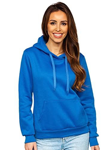 BOLF Damen Kapuzenpullover Hoodie Sweatshirt mit Kapuze Pullover Pulli Langarmshirt Freizeit Sport Fitness Outdoor Casual Style W02B Blau(Dunkel) S [A1A] von BOLF