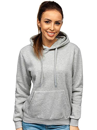 BOLF Damen Kapuzenpullover Hoodie Sweatshirt mit Kapuze Pullover Pulli Langarmshirt Freizeit Sport Fitness Outdoor Casual Style W02B Grau L [A1A] von BOLF