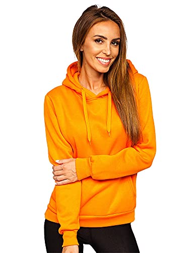 BOLF Damen Kapuzenpullover Hoodie Sweatshirt mit Kapuze Pullover Pulli Langarmshirt Freizeit Sport Fitness Outdoor Casual Style W02B Orange L [A1A] von BOLF