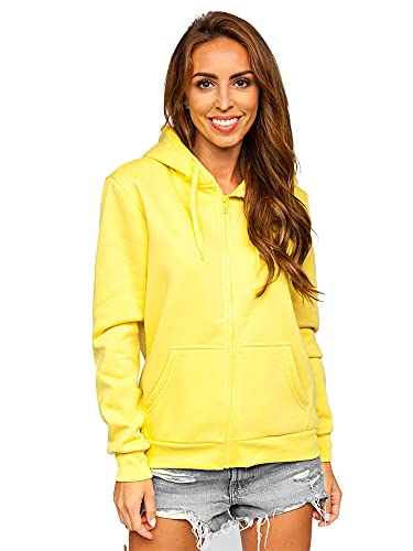 BOLF Damen Kapuzenpullover Hoodie Sweatshirt mit Kapuze Pullover Pulli Langarmshirt Freizeit Sport Fitness Outdoor Casual Style W03B Gelb(Hell) L [A1A] von BOLF