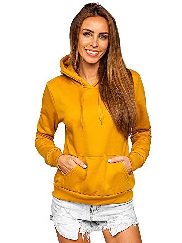 BOLF Damen Kapuzenpullover Hoodie Sweatshirt mit Kapuze Pullover Pulli Langarmshirt Freizeit Sport Fitness Outdoor Casual Style J.Style W02 Camel L [A1A] von BOLF