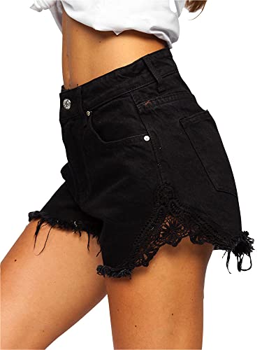 BOLF Damen Kurze Jeanshose Shorts Denim Bermuda Sweat Shorts Freizeithose High Rise Sommerhose Hotpants Casual JK688 Schwarz M [G7G] von BOLF