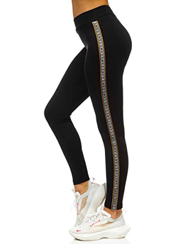 BOLF Damen Leggings Jogginghose Traininghose Training Sporthose Fitness Hose Slim Fit Sport Style RED Fireball W82339 Schwarz-Orange L [F6F] von BOLF