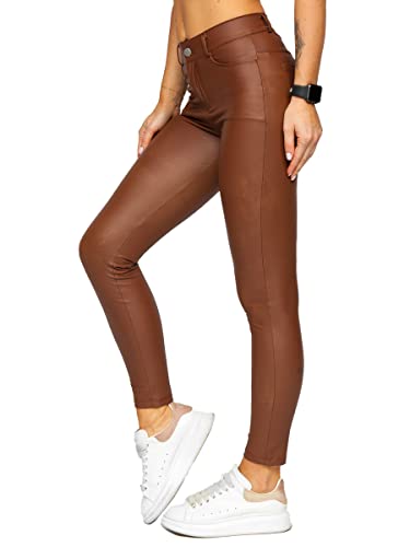 BOLF Damen Leggings Kunstleder High Waist Lederimitation Skinny Leder Optik Hoch Taillierte Sexy Hüfthose DM850 Schokolade L [F6F] von BOLF