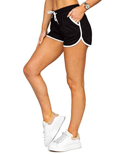 BOLF Damen Shorts Kurze Hose Hotpants Sommer High Waist Freizeit Tunnelzug Stretch Elastische Fitness Sport Training Gym Yoga 8K208 Schwarz XL [G7G] von BOLF