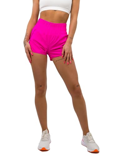 BOLF Damen Shorts Kurze Sporthose Freizeithose Sommerhose Jogginghose High Waist Traininghose Bequeme Hotpants Kordelzug Basic Gym Sport Yoga Fitness Slim Fit XY24019S Rosa XL [G7G] von BOLF