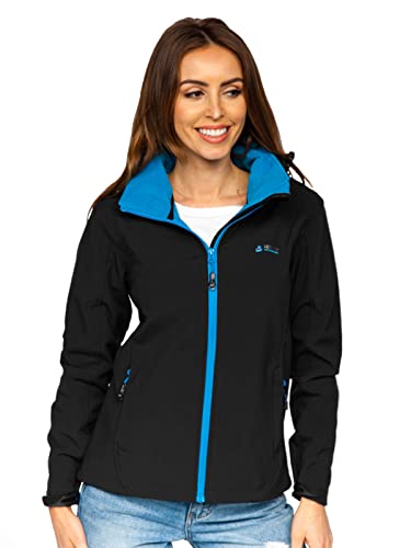 BOLF Damen Softshelljacke Übergangsjacke mit Kapuze Regenjacke Funktionsjacke Winddicht Wasserdicht Sportjacke Trekkingjacke Atmungsaktiv Outdoor Style AB056 Schwarz L [D4D] von BOLF