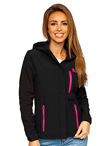 BOLF Damen Softshelljacke Übergangsjacke mit Kapuze Regenjacke Funktionsjacke Winddicht Wasserdicht Sportjacke Trekkingjacke Atmungsaktiv Outdoor Style J.Style HH028 Schwarz S [D4D] von BOLF
