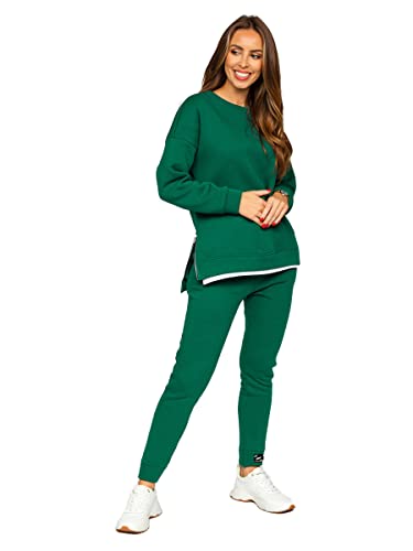 BOLF Damen Sportanzug Jogginganzug Trainingsanzüge Fitnessanzug Hoodie Kapuzenpullover Set Tracksuit Workout Sport Fitness für Running Yoga Gym Sportswear T2247 Grün M [4D4] von BOLF