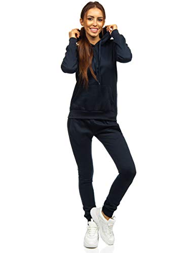 BOLF Damen Sportanzug Jogginganzug Trainingsanzüge Fitnessanzug Sweatshirt Set Tracksuit Workout Sport Fitness für Running Yoga Gym Sportswear J.STYLE 0002 Dunkelblau S [H8H] von BOLF