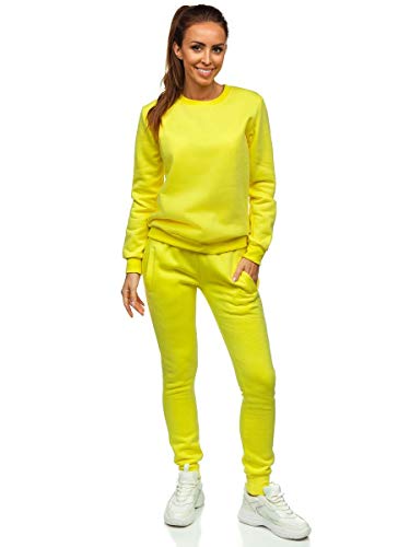 BOLF Damen Sportanzug Jogginganzug Trainingsanzüge Fitnessanzug Sweatshirt Set Tracksuit Workout Sport Fitness für Running Yoga Gym Sportswear J.Style 0001 Gelb XL [H8H] von BOLF